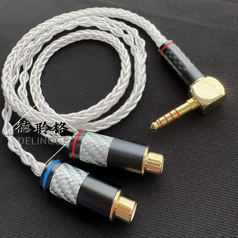 德聆格HIFI发烧级无损转换4.4平衡转双莲花rca母一分二音频线镀银
