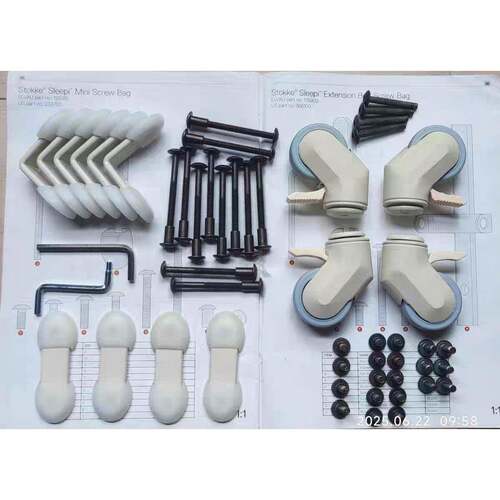 适用Stokke sleepi V2 围栏床板轮子K螺丝，L五金链接块，C塑胶帽
