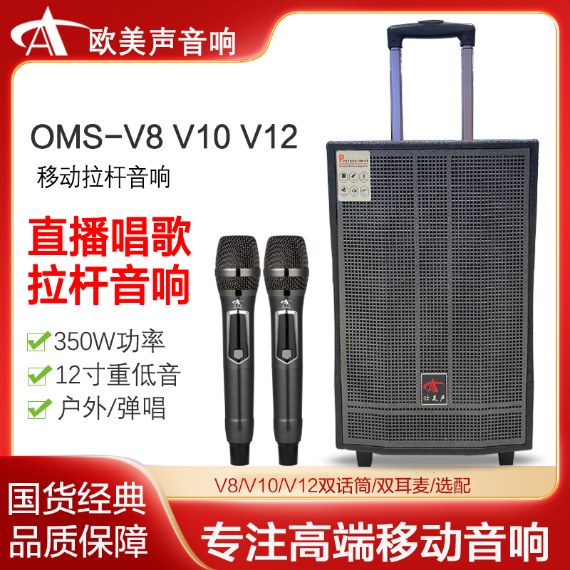 欧美声音响V8 V10 V12户外广场舞台演出移动大功率拉杆直播唱歌