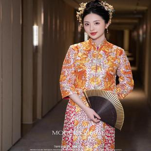 褂后皇龙凤褂出租手工中式结婚新娘龙凤裙褂礼服秀禾婚服嫁衣租赁