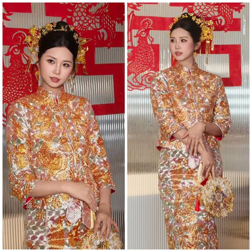 褂皇龙凤褂褂后手工中式结婚新娘龙凤裙褂礼服秀禾婚服嫁衣租赁