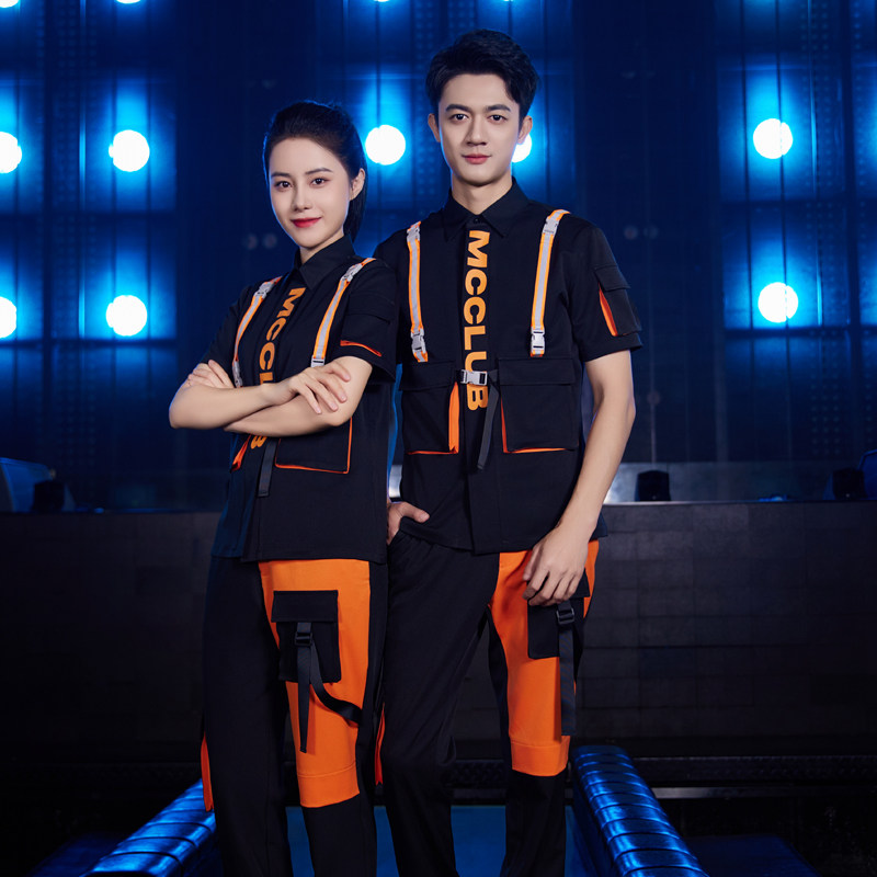 龙丽儿KTV夜场少爷工作服春夏季时尚休闲餐厅酒吧服务员短袖工装