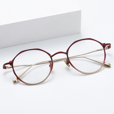 Taylor同款With Respect OKTA双色亮色ip电镀纯钛近视眼镜架圆框
