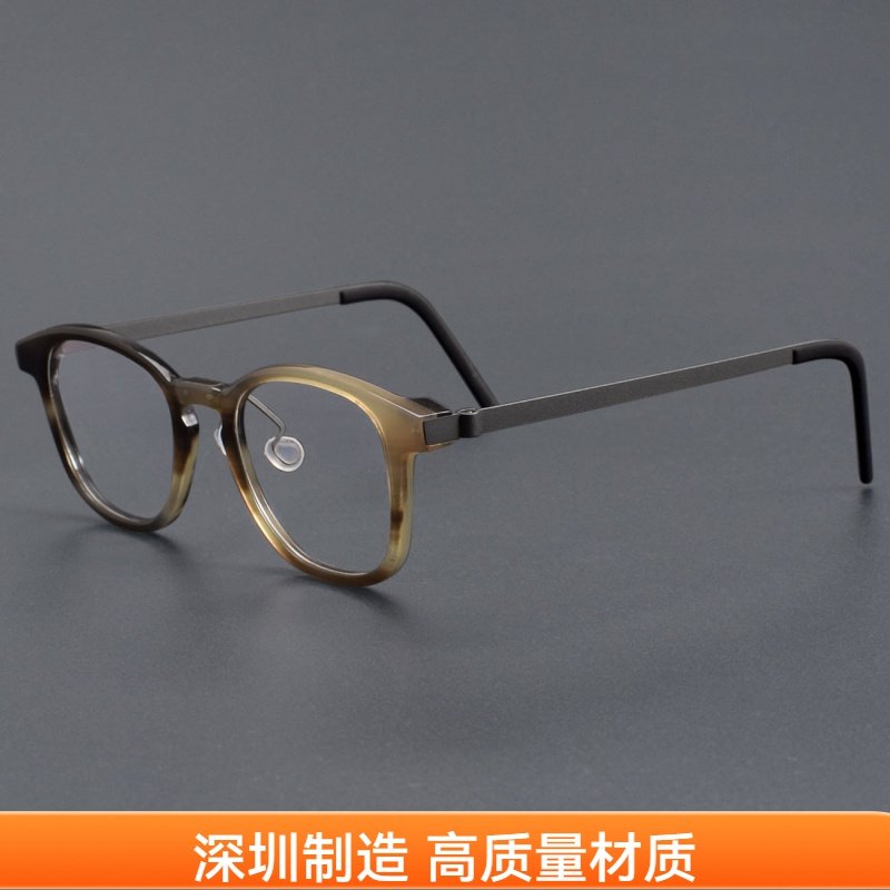 深圳高品质轻奢牛角999.9款式1843男女近视眼镜框架天然材质透黄