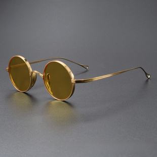 万年龟同材质款式太阳眼镜KMN99超轻纯钛架男女复古小圆框架墨镜