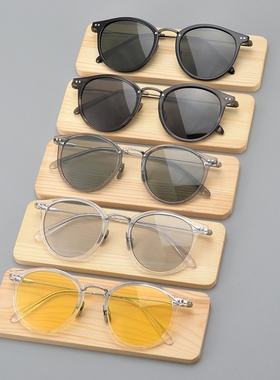 YELLOWS联名PULS余文乐YP透明墨镜Burton手工中金纯钛偏光太阳镜