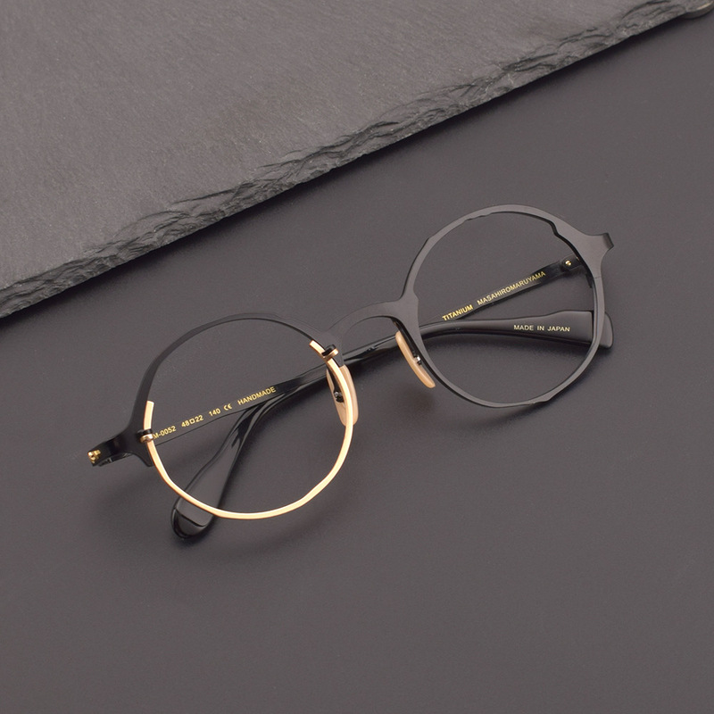 丸山正宏同款大框素颜神器圆框眼镜架MM0052配近视防蓝光变色镜片