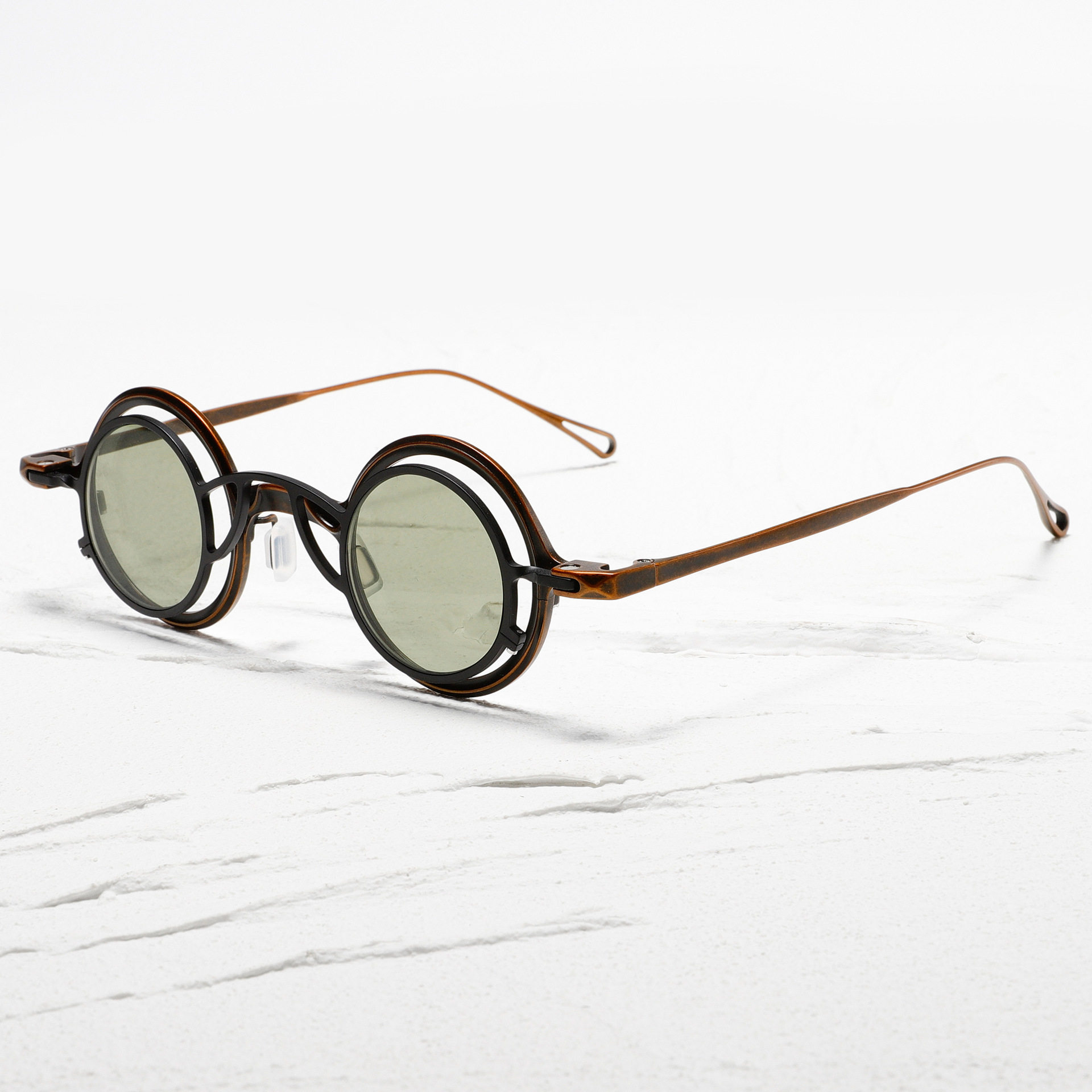 RG1911 设计师款日韩潮流墨镜纯钛太子镜双层带夹片近视眼镜框架