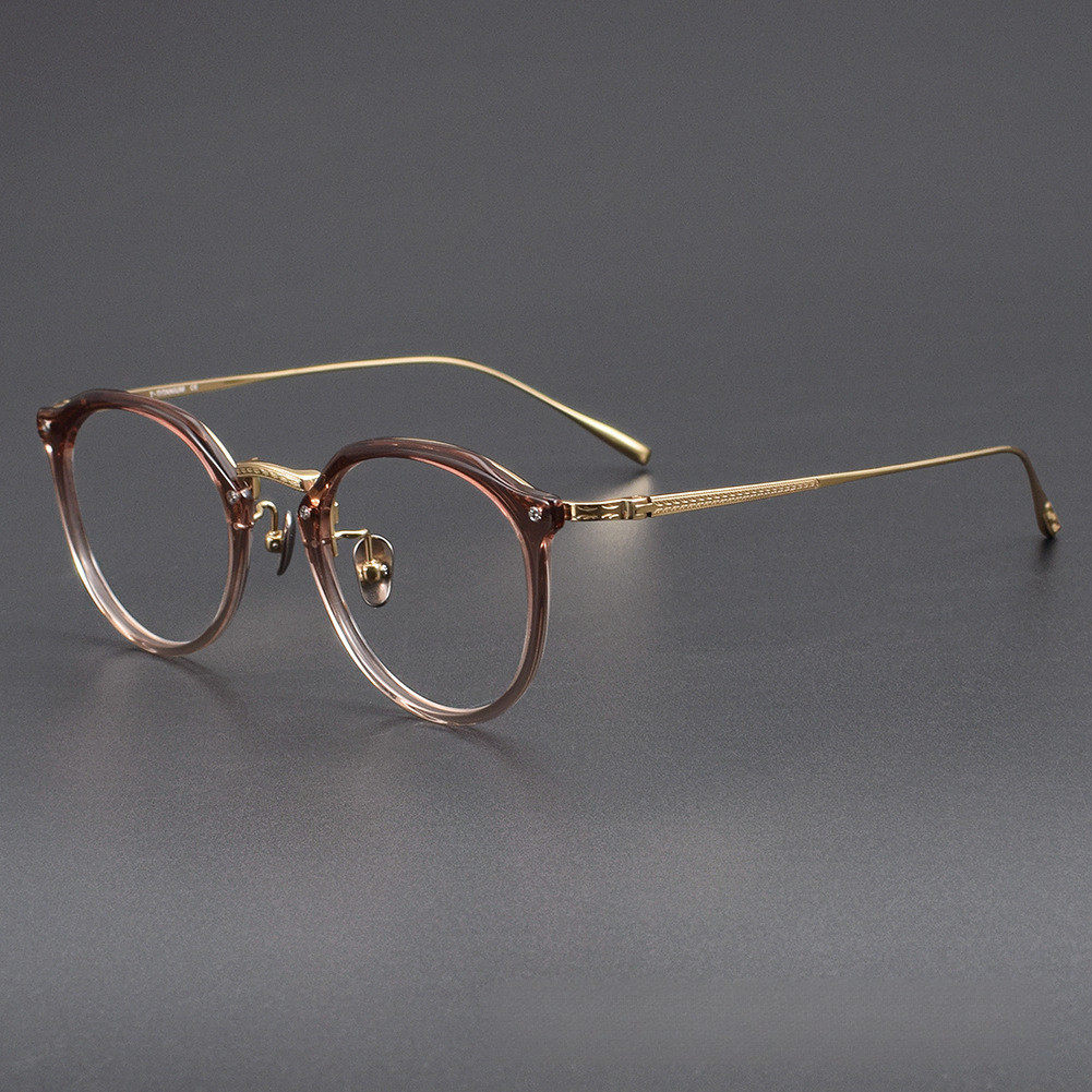 内藤熊八作同款渐变色纯钛眼镜框双色纯钛轻镜架椭圆形配镜片N054