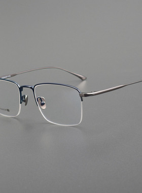 半框纯钛增同永款MIES超轻大号男士近视眼镜框架可配镜片