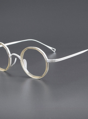 Kame万年龟同款眼镜架ManNen新款纯钛+板材高度数近视眼镜框80871