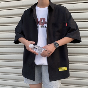 2021港风夏装新款ins宽松潮流大码短袖衬衫 XZ229-1 C7722图片