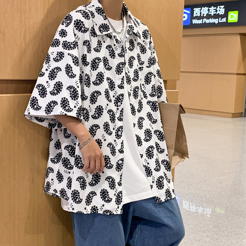 2021男女BF街头复古港风个性腰果花印花衬衫XZ229-1C8806P40,男装衬衫,星座301A-2