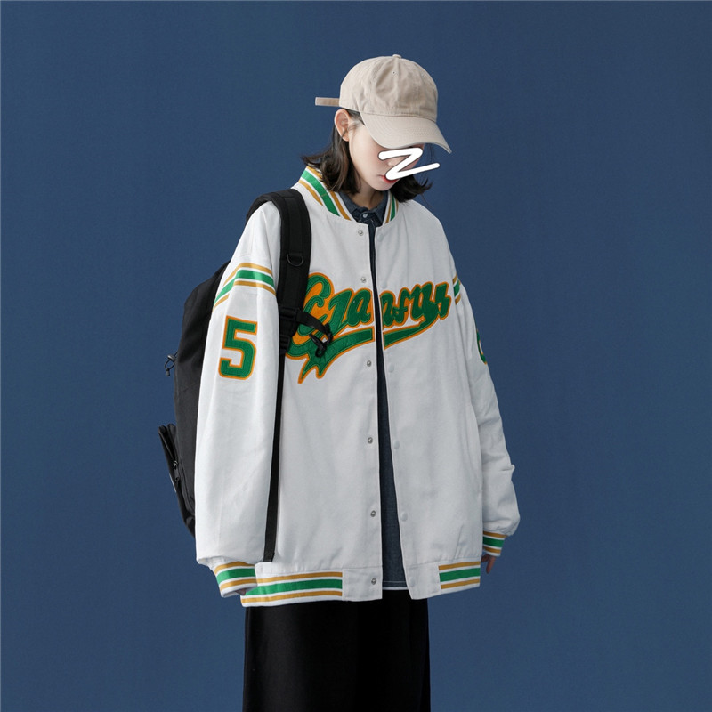 2021春季新款情侣装开刺绣立领棒球服外套 XZ229-1 WT01 P95图片
