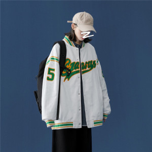 2021春季新款情侣装开刺绣立领棒球服外套 XZ229-1 WT01 P95图片
