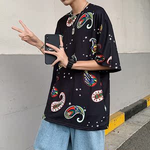 2021港风宽松大码短袖t恤男宽松百搭潮流时尚XZ229-1 T26 P35图片