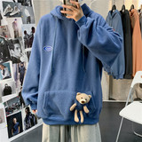 2021秋季港风小熊公仔宽松潮牌上衣休闲加绒外套XZ229-1Y08，男装卫衣，星座301A-2