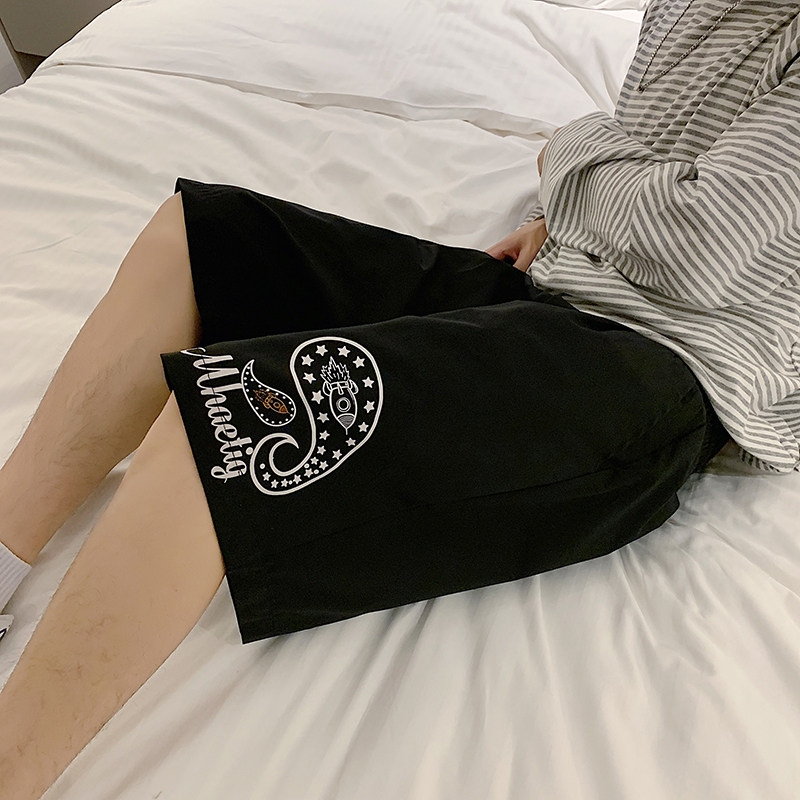 2021夏季港风男个性印花透气百搭宽松直筒短裤XZ229-1K03P25,男装休闲裤,星座301A-2
