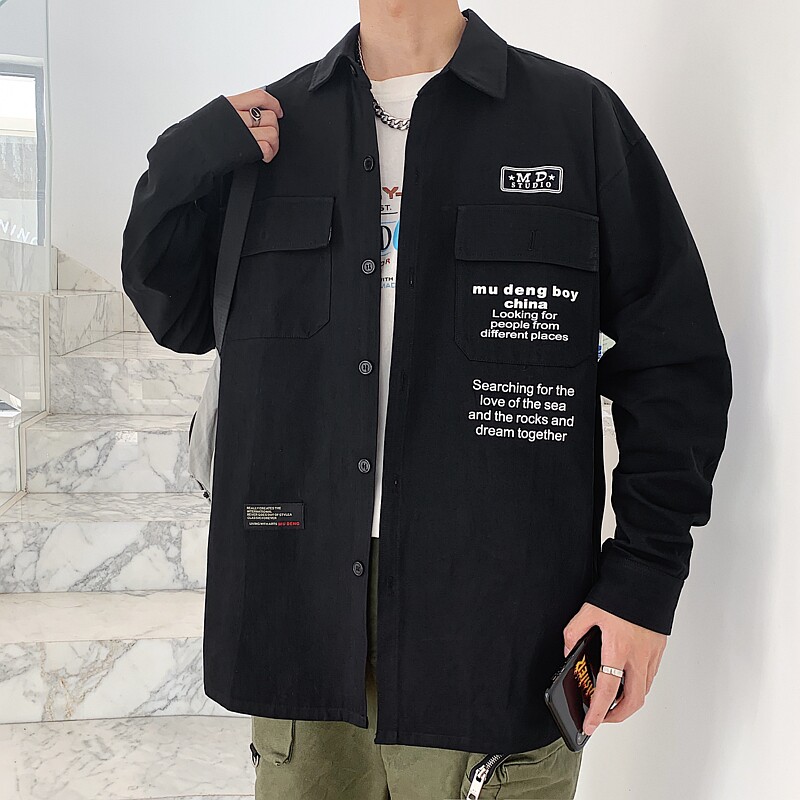 2021春季新款衬衫男长袖印花韩版潮流宽松XZ229-1C7729P55,男装衬衫,星座301A-2