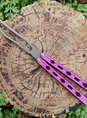 精调双有铝柄浪蝶 V2 非无疆蝴蝶刀未开刃铝合金柄练习训练刀甩刀