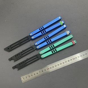精调 鱿鱼小鲨双有效非无疆蝴蝶刀未开刃铝合金柄练习训练刀甩刀
