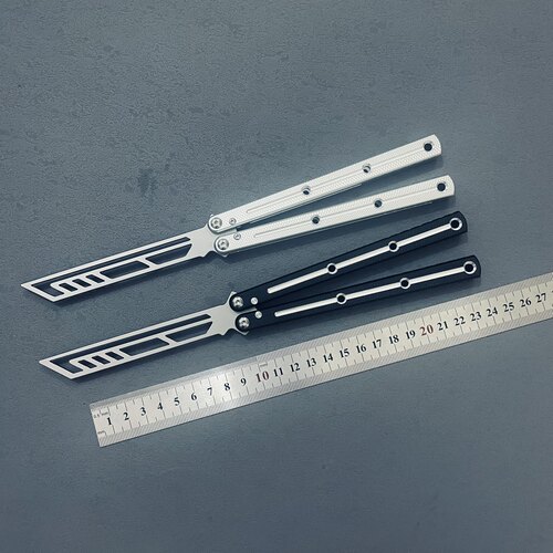 穗锋海妖一体铝柄未开刃练习蝴蝶刀训练刀折叠甩手花式刀梳子刀