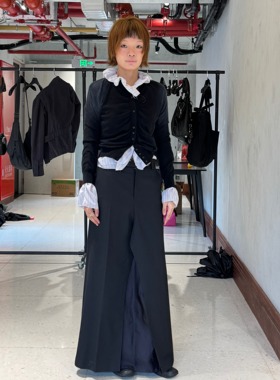 LCDC25秋新款极简高智感开叉直筒半身裙纯色西装裙 5号店韩国代购