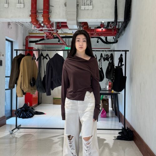 LCDC 25秋新款百搭斜肩扣长袖T恤女显瘦打底衫上衣 5号店韩国代购