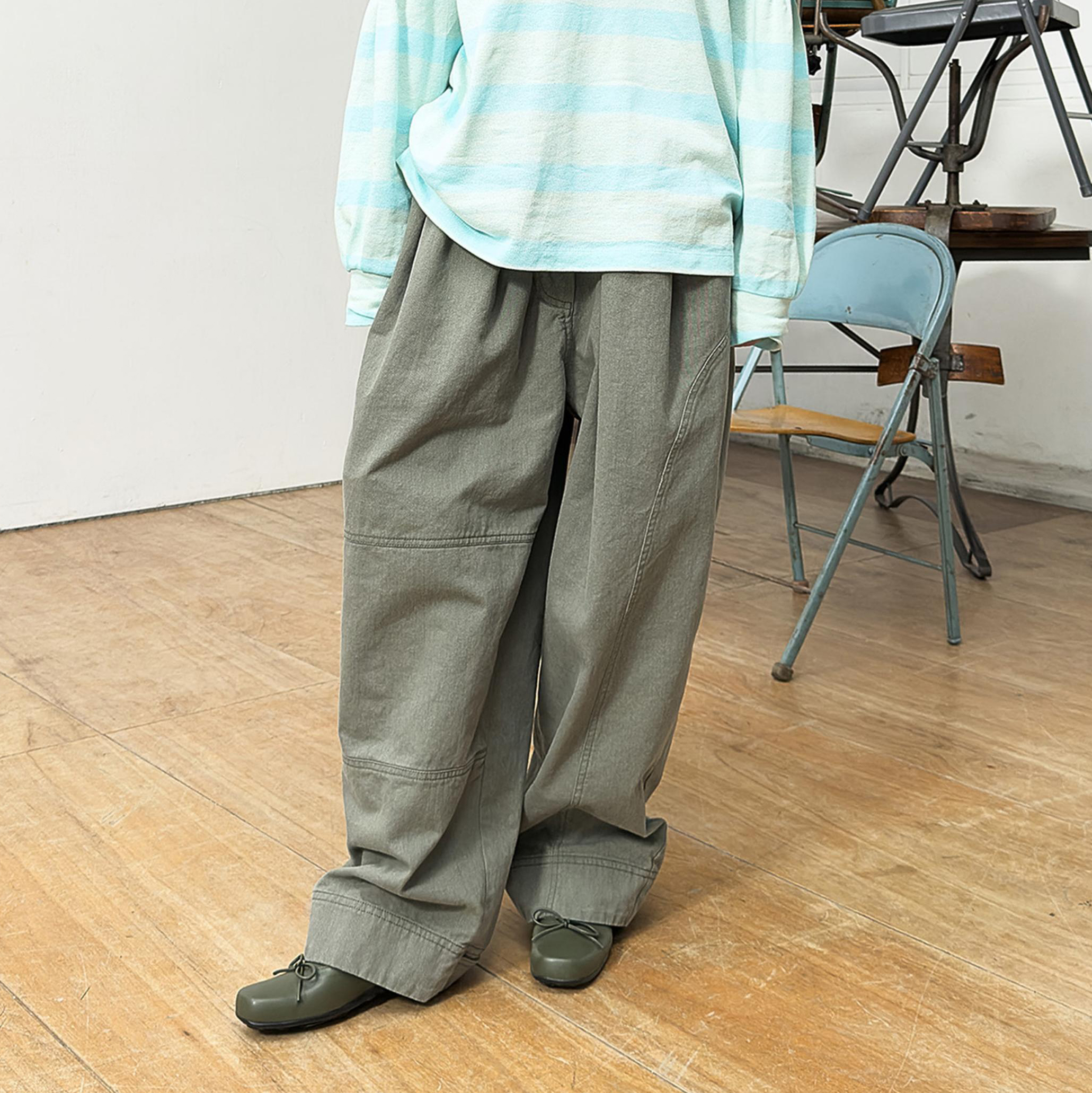 OPEN YY  25秋宽松休闲阔腿长裤工装裤 5号店韩国设计师品牌代购