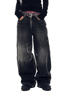 AAKAM  25秋新款复古做旧宽松牛仔裤 5号店韩国设计师品牌代购