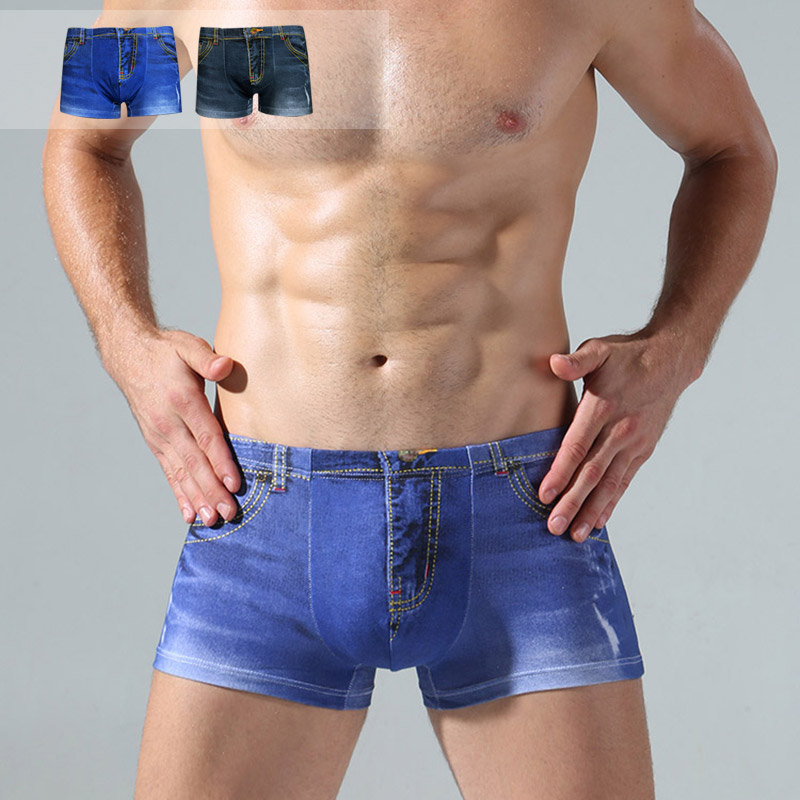 牛仔风内裤买2条减10元可当泳裤
