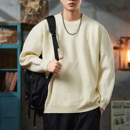 毛衣男秋冬宽松慵懒风高级感2025新款爆款休闲圆领痞帅青少年潮牌