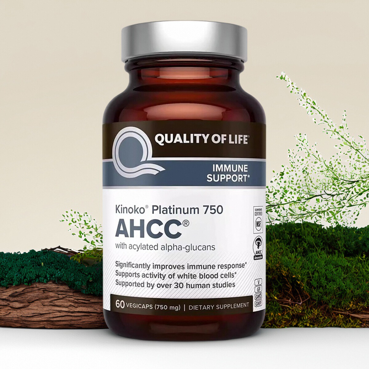 现货美国进口Quality of Life冻干粉AHCC免疫胶囊原装进口60粒/瓶
