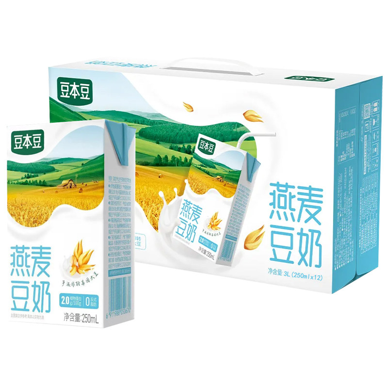 1月达利园豆本豆燕麦豆奶饮料250ml*12盒学生早餐植物蛋白