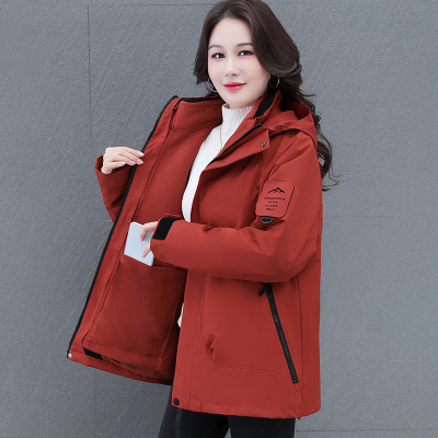 官方正品户外三合一冲锋衣外套女可拆卸内搭2025秋冬季新款妈妈保
