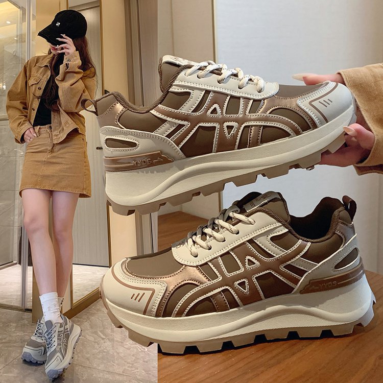官方特卖正品厚底皮面阿甘鞋2025秋季新款防滑增高户外运动单鞋韩