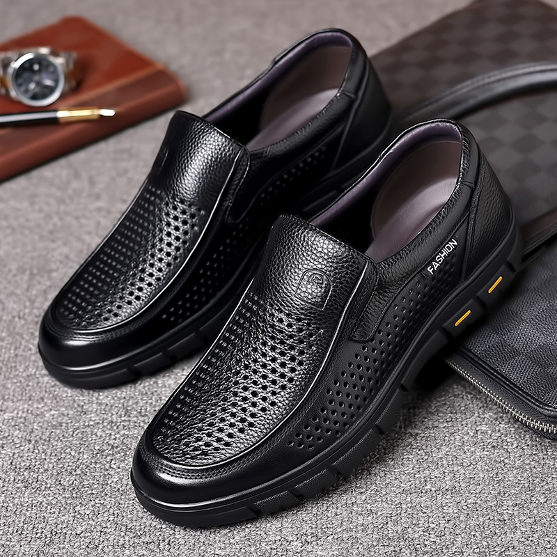 官方特卖正品层牛皮大码凉鞋47皮鞋48码男款洞洞男鞋真皮爸爸鞋