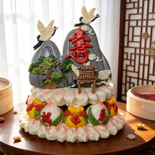 陆子明福寿仙鹤松柏馒头模具