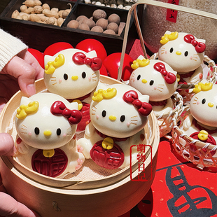 萌物日记 2026马年创意卡通KT猫福字元宝财神馒头模具花饽饽diy