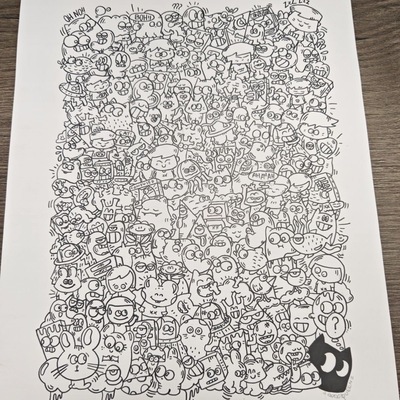 线条画临摹摸鱼上班族学生党小玩具奇特好玩摸鱼线条画纸简笔画控