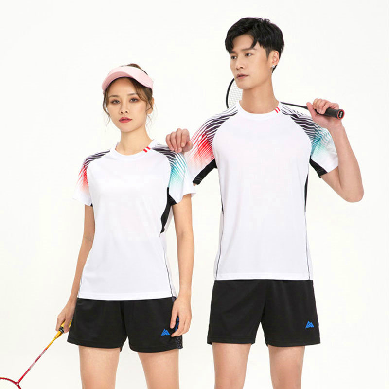 新品新款羽毛上衣球服女夏显瘦比赛短袖运动男乒乓球衣情侣印字透