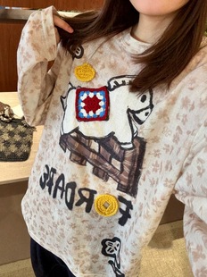 长袖 正确版 马上有钱 新年涂鸦感 T恤上衣 现货2026春设计师款