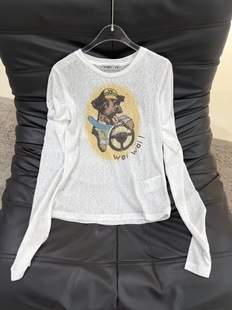 上衣 长袖 openyy现货韩国小众潮牌26早秋新款 可爱卡通小狗圆领修身