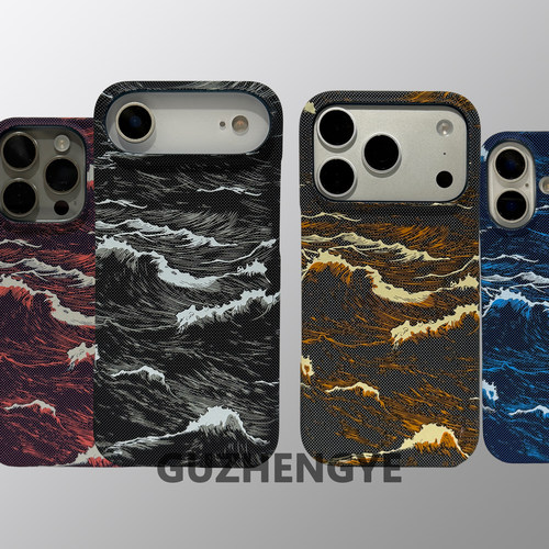 适用于苹果iphone 17pro max半包凯夫拉纹13/15promax肤感手机壳16磁吸14magsafe pc浮世绘海浪超薄硬壳半包