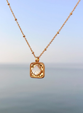 Meililove海贝方砖复古项链高级