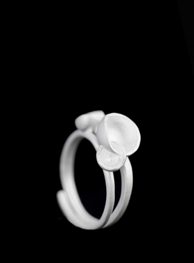 【拙花无名 小池不识月】纯银开口戒指原创设计轻奢文艺情人礼物