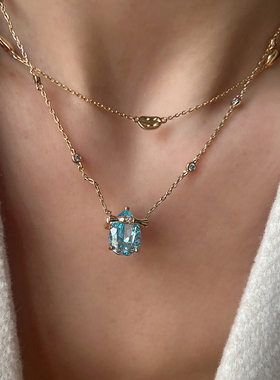 温莎珠宝瑞士蓝水滴项链