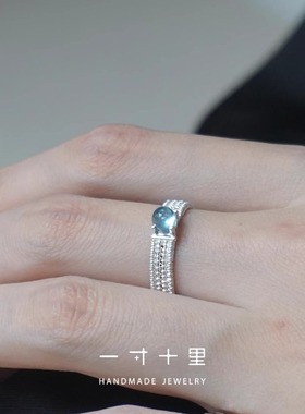 【织锦一寸十里】非遗花丝编织海蓝宝戒指新中式高级感情人节礼物