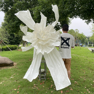 巨型纸艺美塑花大型花婚礼橱窗装 饰背景立体造型手工褶皱纹理纸花