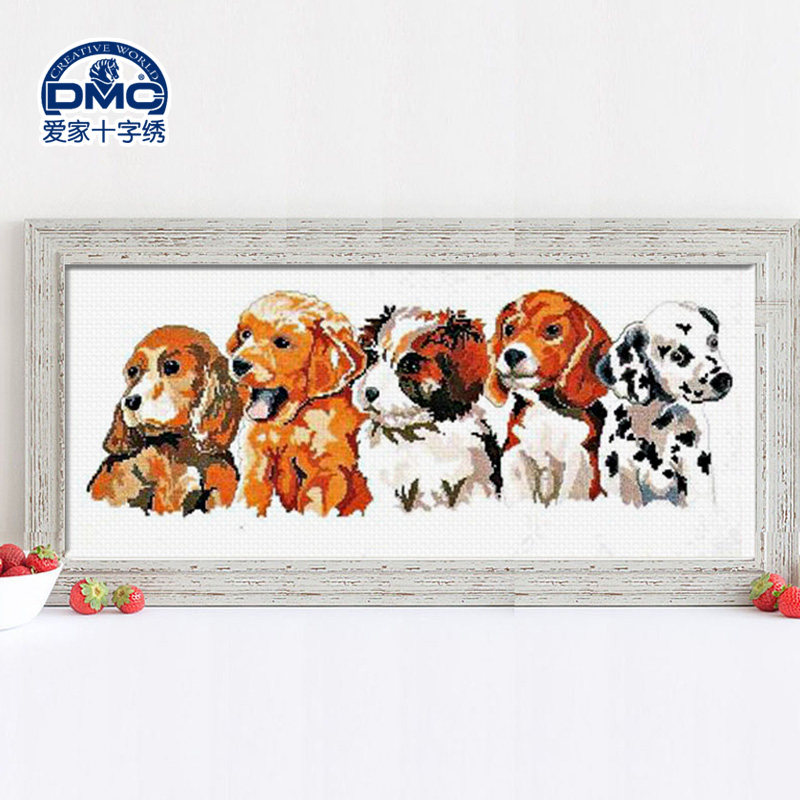 法国dmc十字绣套件 动物图案 客厅卧室 精准印花 可爱小名犬图